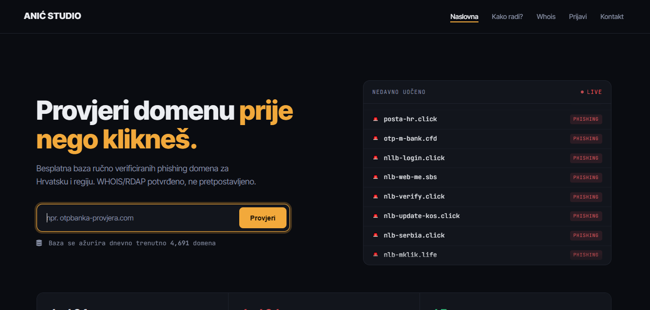 Provjera phishing domene