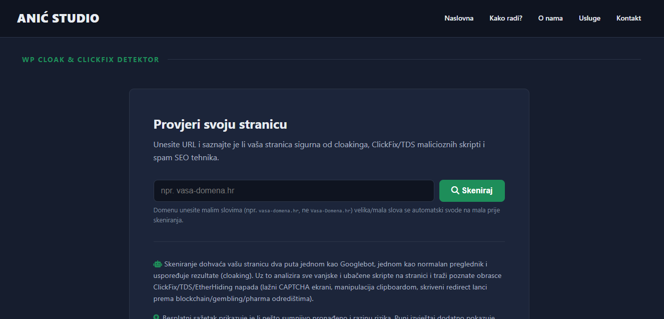 WordPress ClickFix skener
